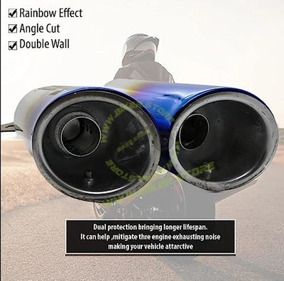 Akrapovic Replica Double Barrel Exhaust Universal Stainless Steel Slip On (38mm-51mm) Motorcycle Exhaust Muffler Pipe with DB Killer For All Bikes(Rainbow Multi-colour) - Biker.Store - www.biker.store
