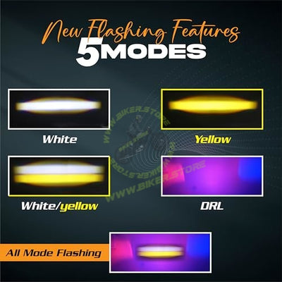 SSLG Slim Drive 38W Super Bright LED Fog Light with On/Off Switch, High/Low Beam, 5 Modes & PCR Flashing – Universal for Bike, Scooty & Car (Pack of 1) - Biker.Store - www.biker.store