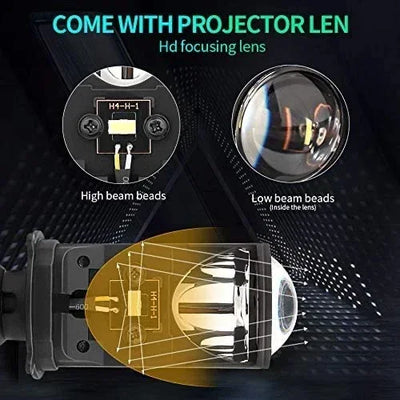 Y6 LED Headlight Bulb Projector 20000 LM H4 Car Headlights 2PCS Y6 LED H4 Headlamp Tricolor Lens Fisheye Lamp Far And Near Integrated Mini HD Super Bright Headlight Bulb Light - Biker.Store - www.biker.store