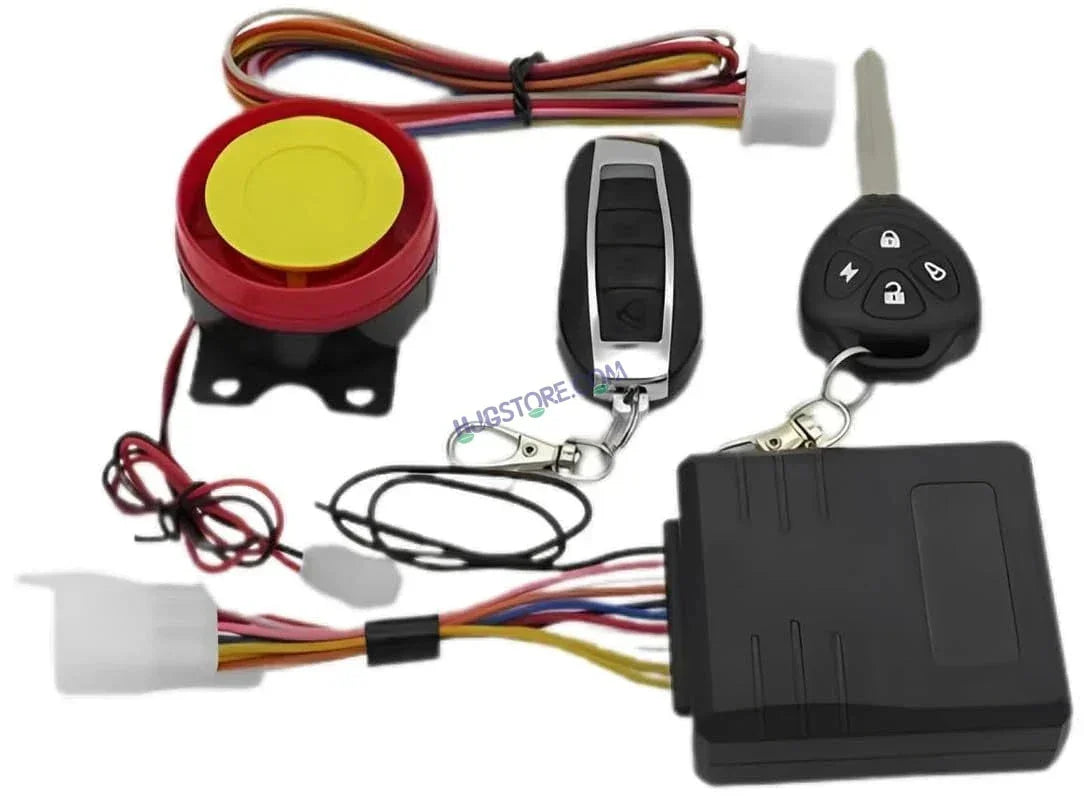 HJG Keyless Alarm System Kit Keyless Start One-Way Bike Alarm Kit for Two Wheeler Security HJG Anti-Theft Alarm System Kit (Loud Siren 125 dB, Flashing Light) LIU HJG Keyless Alarm System Kit - Biker.Store - www.biker.store