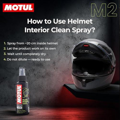 Motul Helmet Care Kit -Helmet Visor & Interior Cleaner Spray with Bactericide Sanitizer|100ml Each|Suitable for All Helmets - Biker.Store - www.biker.store