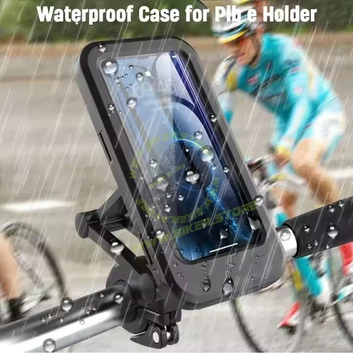 Waterproof Mobile Holder Bike/Scooty Mobile Stand, Waterproof Cell Phone Mount Holder, Universal Bikes Handlebar Sensitive Touch Screen, Fit 4-7.2 Inches All Smartphones Adjustable 360° Rotation Phone Case with TPU (A+) - Biker.Store - www.biker.store