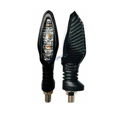 HJG Indicator Carbon Fibre Waterproof Flexible Blinker Bright LED Indicators Universal For All Bike Models Motorcycle Turn Signal Lights HJG Carbon Fibre Indicator, Pack of 2 - Biker.Store - www.biker.store