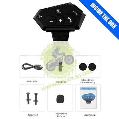 MOTO GENIUS BT12B Motorcycle Helmet Bluetooth Headset, Wireless Dual On-Ear Speakers with Mic, Hands-Free Calling & Music, Noise Reduction, Fast Charging, Universal Fit for All Helmets - Biker.Store - www.biker.store