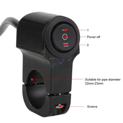 HJG Handlebar Switch 3 Way Universal 12V Handlebar CNC Metal Switch (3-Way) for All Bikes and Motorcycles HJG On-Off-On Headlight Fog Brake Light Switch Fit For All Motorcycles (Black) - Biker.Store - www.biker.store