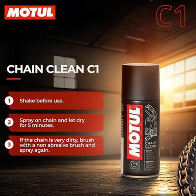 Motul Combo of C2 Chain Lube (400 ml) and C1 Chain Clean for All Bikes (400 ml) (LBCH014) - Biker.Store - www.biker.store