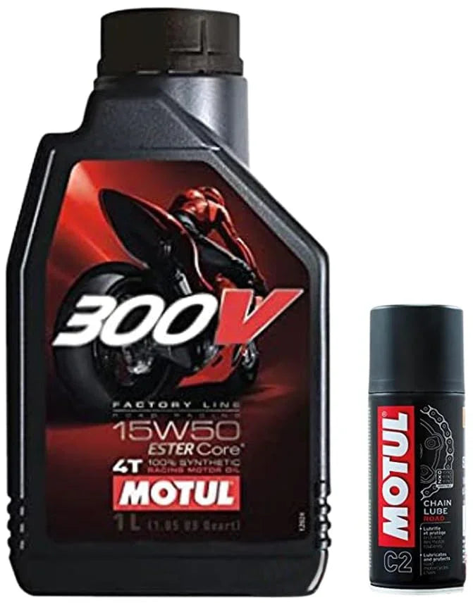 Motul 300V Factory Line 15W-50 Ester Core Fully Synthetic Engine Oil for Bikes | High-Performance Racing Formula, Superior Wear Protection & Power | 1 L - Biker.Store - www.biker.store