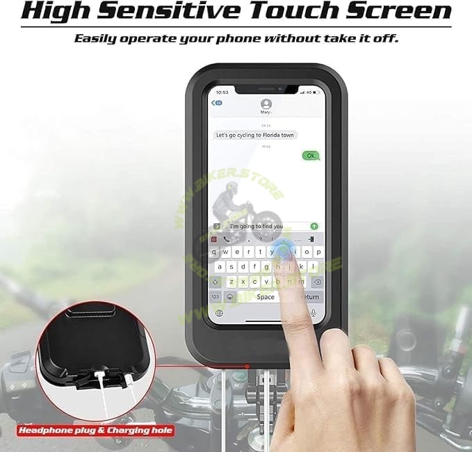 Waterproof Mobile Holder Bike/Scooty Mobile Stand, Waterproof Cell Phone Mount Holder, Universal Bikes Handlebar Sensitive Touch Screen, Fit 4-7.2 Inches All Smartphones Adjustable 360° Rotation Phone Case with TPU (A+) - Biker.Store - www.biker.store