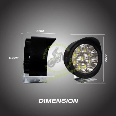 MOTO GENIUS 9 LED Round Fog Lights for Bikes | High Power, Universal Fit, Heavy Clamp, Strong Aluminum Body, Waterproof Driving Light for Motorcycle/Scooty - Biker.Store - www.biker.store
