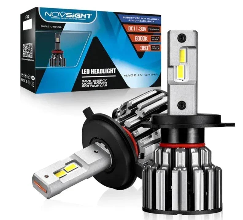 NightEye NOVSIGHT F03 H8/H9/H11/H16 LED Headlight Bulbs TX SMD LED Chips All-in-One Conversion Kit 6000K 90W/Set 15000LM (7500LMx2, White) - Biker.Store - www.biker.store