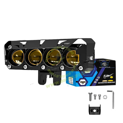 MOTO GENIUS 60W Super Bright 4 LED Fog Light | Dual Color & | High/Low Beam | Waterproof Aluminum Housing | Universal Fit for Car & Motorcycle - Biker.Store - www.biker.store