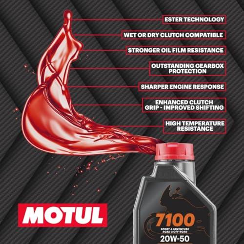 Motul 7100 4T 20W-50 Fully Synthetic Bike Engine Oil – API SN Performance, Smooth Gear Shifting, Superior Engine Protection for Long-Lasting Riding, 1L - Biker.Store - www.biker.store
