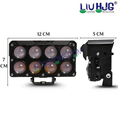 HJG 8 Lens Cube Red Blue 50W JC-33 Foglight with Red Blue Flash Mode 8 Lens Projector Foglight 50W Foglight Ultra Wide Dual Intensity LED Fog Lights White/Yellow/Warm White/Flash/Red Blue DRL Universal For All Cars & Bikes LIU HJG 8 Lens Cube Red Blue Fog - Biker.Store - www.biker.store