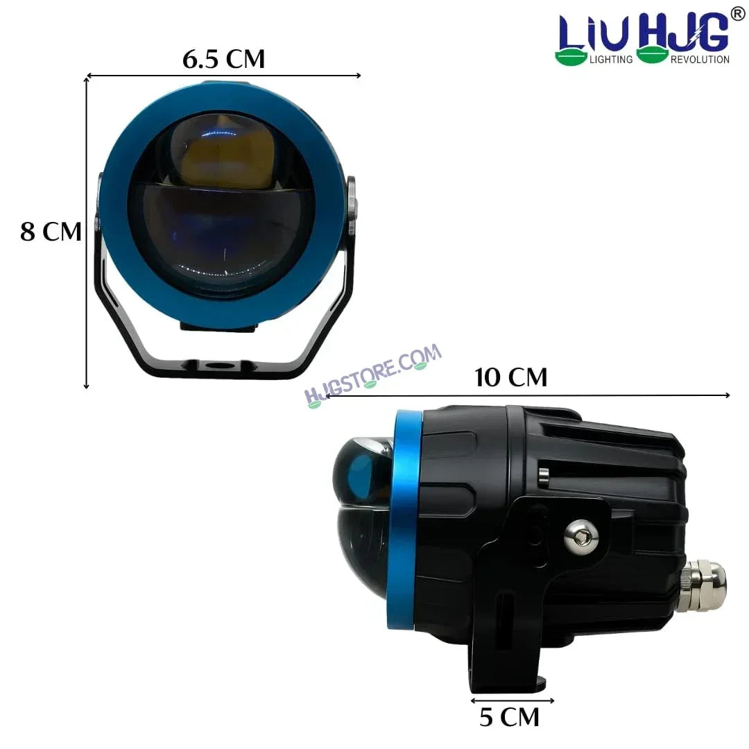 HJG Terminator 1 Projector Foglight 100W with Laser Spot and Wide Spread Red DRL/White/Yellow/Warm White Light 100W Foglight Ultra Wide Dual Intensity LED Driving Fog Lights 3000K/4300K/6500K Universal For All Cars & Bikes LIU HJG Terminator 1 Foglight - Biker.Store - www.biker.store