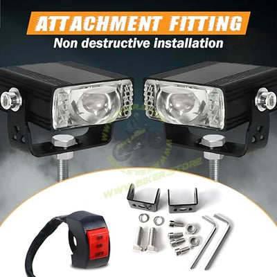 SSLG Slim Drive 38W Super Bright LED Fog Light with On/Off Switch, High/Low Beam, 5 Modes & PCR Flashing – Universal for Bike, Scooty & Car (Pack of 1) - Biker.Store - www.biker.store