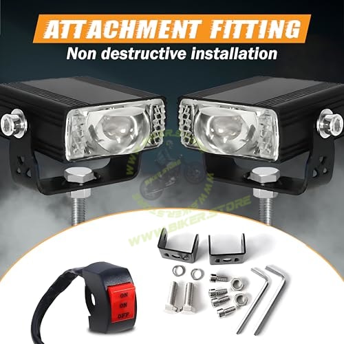 SSLG Slim Drive 38W Super Bright LED Fog Light with On/Off Switch, High/Low Beam, 5 Modes & PCR Flashing – Universal for Bike, Scooty & Car (Pack of 1) - Biker.Store - www.biker.store