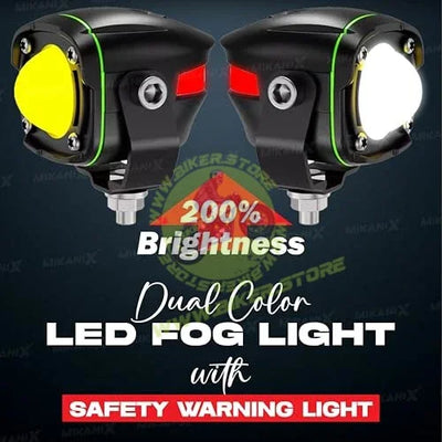 Shilan Super Bright LED Fog Light Lamp | Spot Light With Dual Color White/Yellow | High & Low Beam For Car, Bike, Scooty & ATVs - Biker.Store - www.biker.store