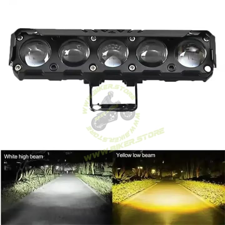 Super Bright 5 LED Powerful Focus Fog Light for Bikes and Car 12V-80V | Devil Eye Fog Lamp | Reflecting 5 in 1 Mode White, Yellow, Red, Yellow & White and Y&W Flashing (PACK OF 2)|B0FGJXV212