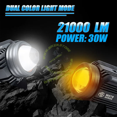 MOTO GENIUS DK16 WITH HARNESS Auxiliary LED FOG Lights 45W with Wireless Spotlight Switch Harness & Mounting Clamps, 12V–30V, Universal Fit for Motorcycles & Cars - Biker.Store - www.biker.store