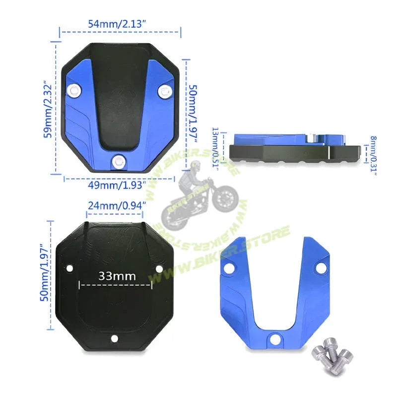 MG Universal Aluminum Two Wheeler Kickstand Extender | Side Stand Extension Pad Support Plate | Anti-Skid Enlarged Base Foot for Scooty Stability - Biker.Store - www.biker.store