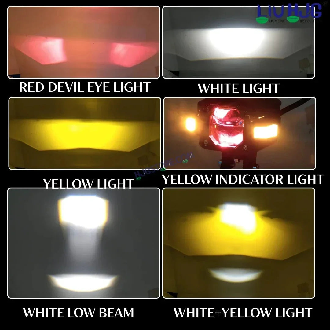 HJG NightBreaker Gorilla Dual Projector Lens Foglight 120W Dual Lens Projector Lens Fog Light 120W Foglight Ultra Wide Dual Intensity LED Fog Lights White/Yellow Universal For All Cars & Bikes Hazard Indicator LIU HJG NightBreaker P107 Fog Red Amber DRL - Biker.Store - www.biker.store
