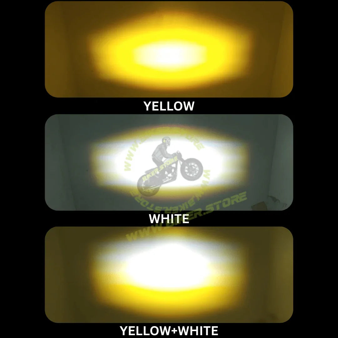 CYT 7 LED Super Bright Fog Light Waterproof & Heat Dissipation High Beam/Low Beam Yellow & White Light Reflection Power 200W 12V DC Power Universal fit all Bikes & Car (Pack of 2) - Biker.Store - www.biker.store