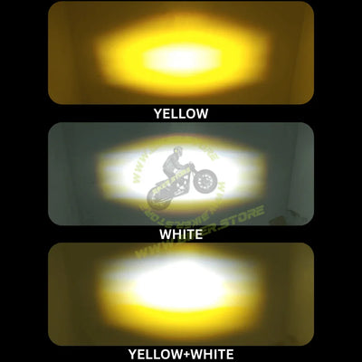 CYT 7 LED Super Bright Fog Light Waterproof & Heat Dissipation High Beam/Low Beam Yellow & White Light Reflection Power 200W 12V DC Power Universal fit all Bikes & Car (Pack of 2) - Biker.Store - www.biker.store