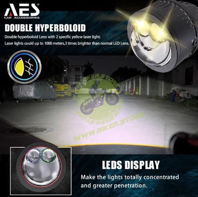 AES FX Automotive Bi-LED Fog Projector Retrofit Kit – 3 Inch Double Laser Lens, 45W/65W High Power, 3000K Yellow/4300K/5500K White Light, Universal Fog Lamp Upgrade - Biker.Store - www.biker.store