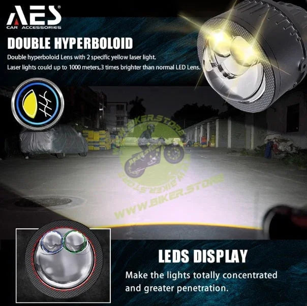 AES FX Automotive Bi-LED Fog Projector Retrofit Kit – 3 Inch Double Laser Lens, 45W/65W High Power, 3000K Yellow/4300K/5500K White Light, Universal Fog Lamp Upgrade - Biker.Store - www.biker.store