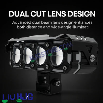 HJG New 300W Future Eyes Ring DRL 4 LED Projector Foglight with Wiring Harness Kit Red DRL/Amber Ring/White/Yellow Light 300W Foglight Ultra Wide Dual Intensity LED Driving Fog Lights Universal For All Cars & Bikes LIU HJG Ring 4 Lens Fog with Wiring Kit - Biker.Store - www.biker.store