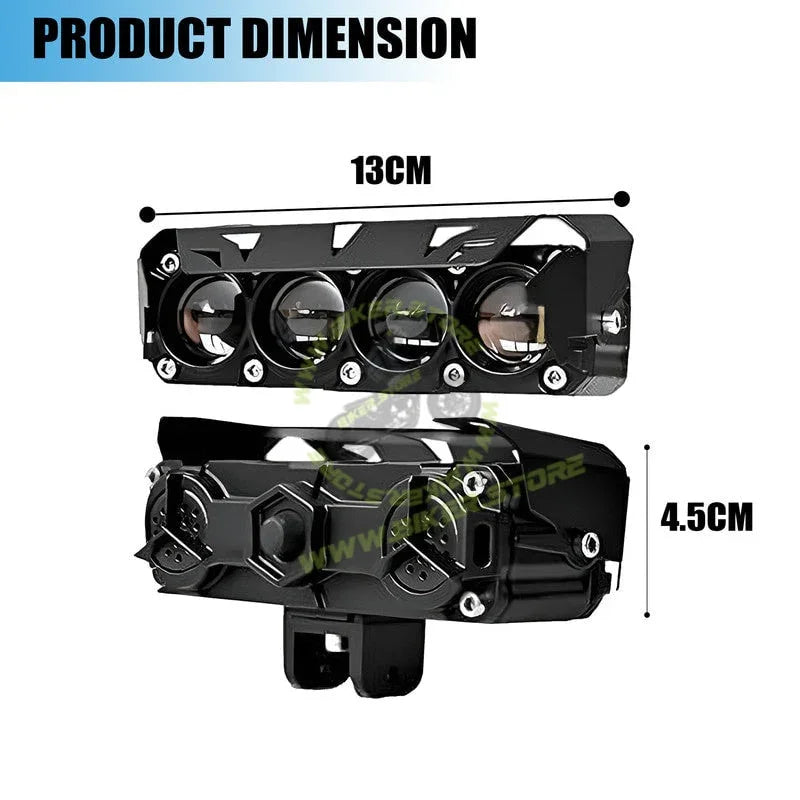 Moto Genius JX-130 WITHOUT HARNESS 40W Dual Color LED Fog Light for Motorcycles | 2 LED Dual Beam White & Yellow | Waterproof Auxiliary Driving Lamp (Pack of 2) - Biker.Store - www.biker.store