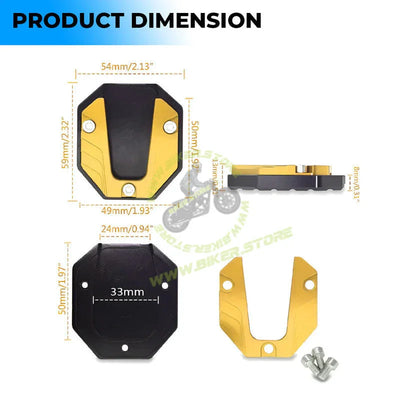 MG Universal Aluminum Two Wheeler Kickstand Extender | Side Stand Extension Pad Support Plate | Anti-Skid Enlarged Base Foot for Scooty Stability - Biker.Store - www.biker.store