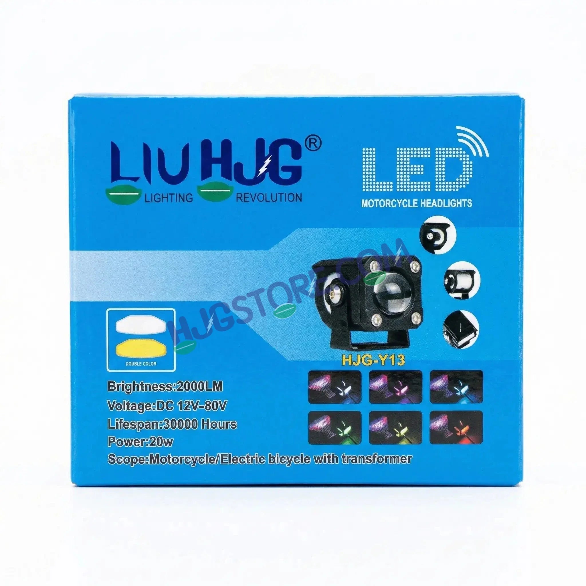 HJG X Drive Mini RGB Foglights with RGB Backlit DRL 40W Fog Light 4000LM Dual Color (3000K Yellow/6000K White) Projector Driving Lamp | Dynamic RGB Backlit DRL (8 Modes) | Wide Beam Auxiliary Light with Inline Ballast for Motorcycle, Bike & SUV - Biker.Store - www.biker.store