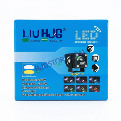 HJG X Drive Mini RGB Foglights with RGB Backlit DRL 40W Fog Light 4000LM Dual Color (3000K Yellow/6000K White) Projector Driving Lamp | Dynamic RGB Backlit DRL (8 Modes) | Wide Beam Auxiliary Light with Inline Ballast for Motorcycle, Bike & SUV - Biker.Store - www.biker.store