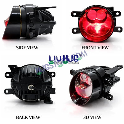 HJG 3 Inch Bi LED Projector Lens Laser Fog Lamp H8/H9/H11/H16 with Toyota Fitting Mounts with Cap Waterproof & Heat Dissipation 120W 12V DC Power Yellow/White/Red Light Reflection Universal Fit All Bikes & Cars Model with Toyota Fitting Mounts, Pack of 2 - Biker.Store - www.biker.store