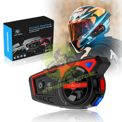 MOTO GENIUS Bluetooth 5.3 Motorcycle Helmet Headset, IP65 Waterproof Wireless Headphones with Mic, Smart Call Handling & LED Night Safety Lights - Biker.Store - www.biker.store