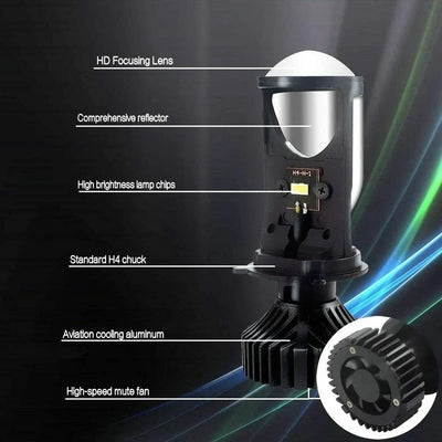Y6 LED Headlight Bulb Projector 20000 LM H4 Car Headlights 2PCS Y6 LED H4 Headlamp Tricolor Lens Fisheye Lamp Far And Near Integrated Mini HD Super Bright Headlight Bulb Light - Biker.Store - www.biker.store