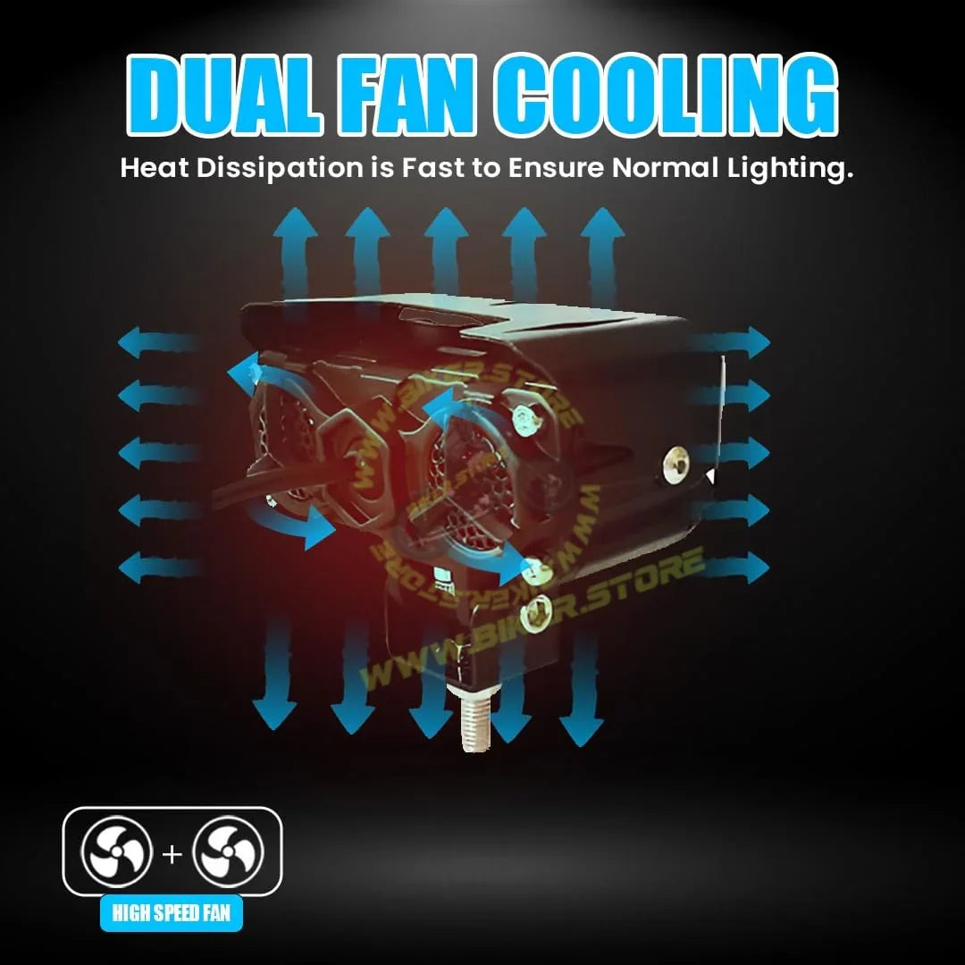MOTO GENIUS Super Bright 3 LED Fog Light | Dual Mode Yellow & White Changing Light, High/Low Beam, Aluminum Body, Universal Fit for Motorcycle & Car - Biker.Store - www.biker.store