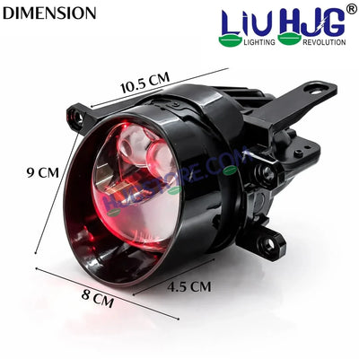 HJG 3 Inch Bi LED Projector Lens Laser Fog Lamp H8/H9/H11/H16 with Toyota Fitting Mounts with Cap Waterproof & Heat Dissipation 120W 12V DC Power Yellow/White/Red Light Reflection Universal Fit All Bikes & Cars Model with Toyota Fitting Mounts, Pack of 2 - Biker.Store - www.biker.store