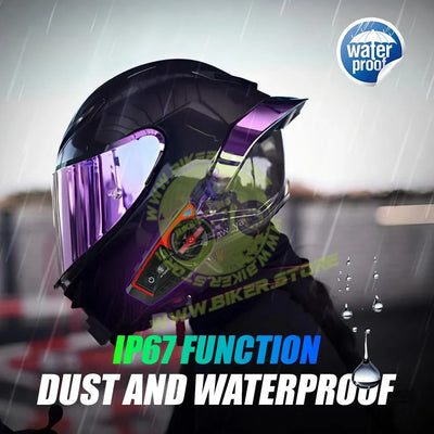 MOTO GENIUS Bluetooth 5.3 Motorcycle Helmet Headset, IP65 Waterproof Wireless Headphones with Mic, Smart Call Handling & LED Night Safety Lights - Biker.Store - www.biker.store