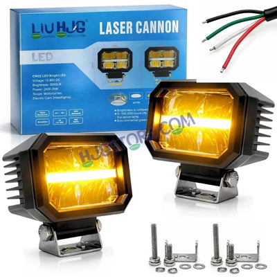HJG W-07 Minus Cube Foglight 50W White/Amber Foglight White/Yellow DRL Dual LED Foglight Amber/White DRL White Light 50W Foglight Ultra Wide Dual Intensity LED Driving Fog Lights Universal For All Cars & Bikes LIU HJG W-07 Minus Cube Foglight, Pack of 2 - Biker.Store - www.biker.store
