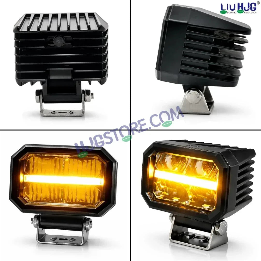 HJG W-07 Minus Cube Foglight 50W White/Amber Foglight White/Yellow DRL Dual LED Foglight Amber/White DRL White Light 50W Foglight Ultra Wide Dual Intensity LED Driving Fog Lights Universal For All Cars & Bikes LIU HJG W-07 Minus Cube Foglight, Pack of 2 - Biker.Store - www.biker.store