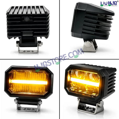 HJG W-07 Minus Cube Foglight 50W White/Amber Foglight White/Yellow DRL Dual LED Foglight Amber/White DRL White Light 50W Foglight Ultra Wide Dual Intensity LED Driving Fog Lights Universal For All Cars & Bikes LIU HJG W-07 Minus Cube Foglight, Pack of 2 - Biker.Store - www.biker.store