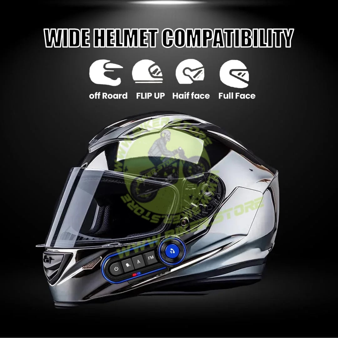 MOTO GENIUS BT-36 Motorcycle Helmet Bluetooth 5.3 Headset, Hands-Free Call, Stereo Sound, Noise Reduction, Waterproof, Voice Assistant Support, Includes Charging Cable, Compatible with All Helmets - Biker.Store - www.biker.store