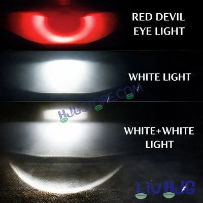 HJG HS104 Wide Lens Foglight Dual Condenser Lens 120W Foglight with Two Type Clamps White Hi/Lo Red Projector Foglight 120W Ultra Wide Intensity LED Fog Lights White Hi/Lo with Red Devil Fog Universal For All Cars & Bikes LIU HJG HS104 120W Foglight 2pc - Biker.Store - www.biker.store