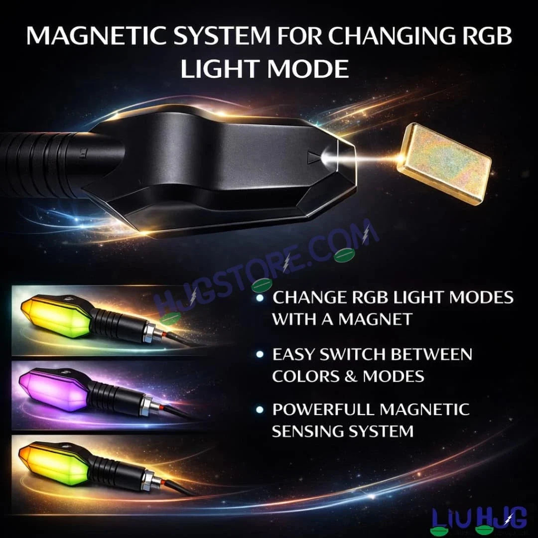 HJG RGB Arrow Magnetic Indicator Light Waterproof Turn Signal Light Ma ...