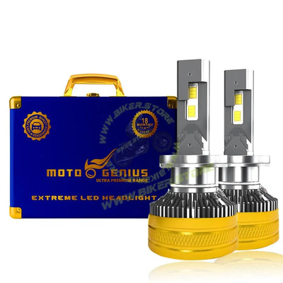 MOTO GENIUS Super Bright 300W LED Headlight Conversion Kit for Car & Motorbike, Waterproof Steel & Aluminium Design, High Performance, Energy Efficient (H4) Pack of 2 - Biker.Store - www.biker.store