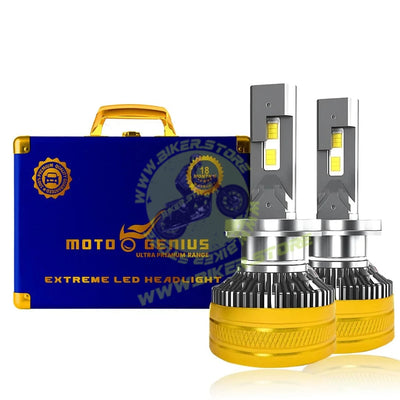 MOTO GENIUS Super Bright 300W LED Headlight Conversion Kit for Car & Motorbike, Waterproof Steel & Aluminium Design, High Performance, Energy Efficient (H7) Pack of 2 - Biker.Store - www.biker.store