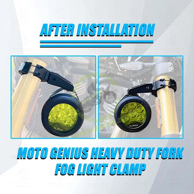 MOTO GENIUS Universal Big Fog Light Mount | Durable Clamps for Off-Road Lights, Driving Lights & More, 62 MM (Pack of 2) - Biker.Store - www.biker.store