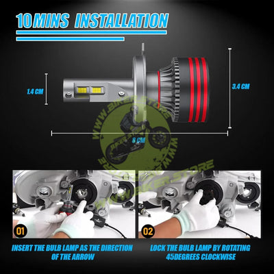 MOTO GENIUS Super Bright 120W Set LED Headlight Conversion Kit for Car & Motorbike, Waterproof Steel & Aluminium Design, High Performance, Energy Efficient (Pack of 2) - Biker.Store - www.biker.store
